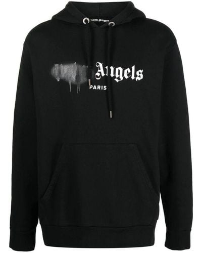 Palm Angels Paris Gespoten Logo Zwarte Hoodie