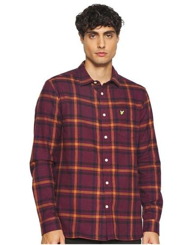 Lyle & Scott Check Flannel Long Sleeve Casual Shirt Cotton - Red