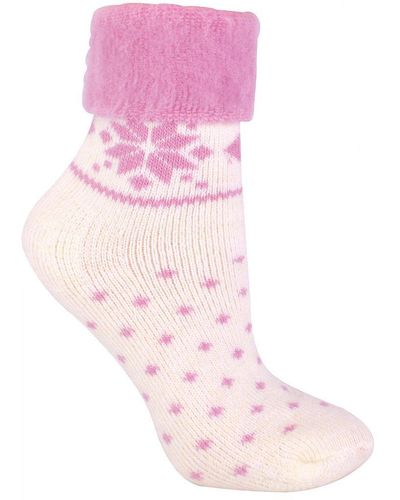Sock Snob Wollen Bedsokken Voor Met Fairisle-ontwerp - Roze