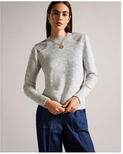 Ted Baker Colbiey Long Sleeve Fitted Jumper, Marl - Grey