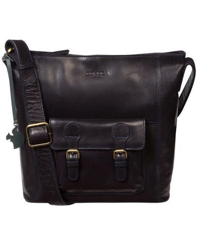 Conkca London 'robyn' Navy Leather Shoulder Bag - Black