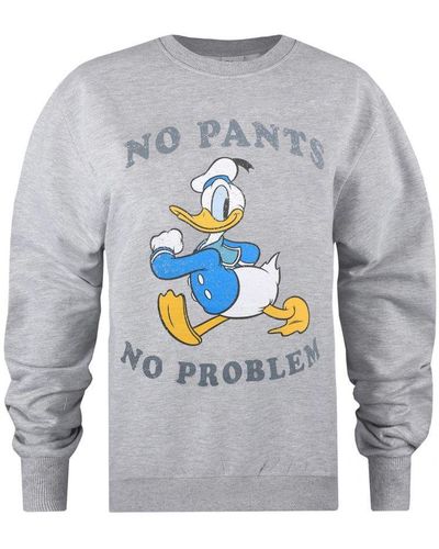 Disney Ladies No Trousers No Problem Donald Duck Heather Sweatshirt () - Grey