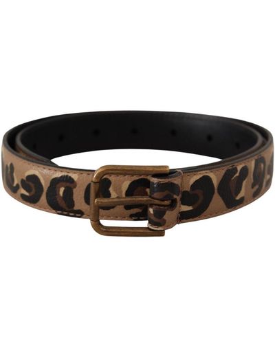 Dolce & Gabbana Leopard Print Vintage Metal Waist Buckle Belt Leather - Black