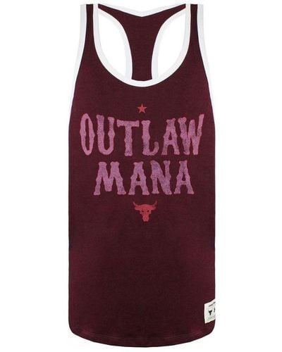 Under Armour X Project Rock Outlaw Mana Burgundy Tank Top Cotton - Purple