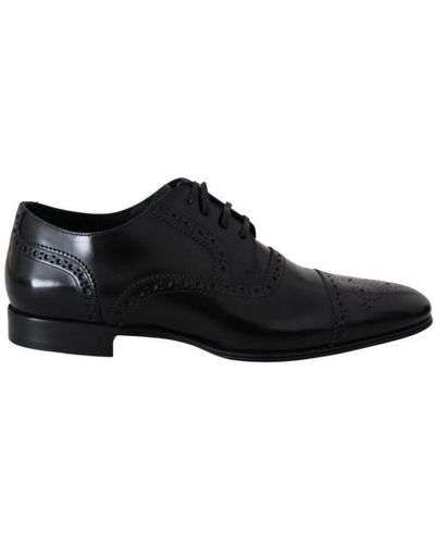 Dolce & Gabbana Leather Derby Formal Loafers Shoes - Black