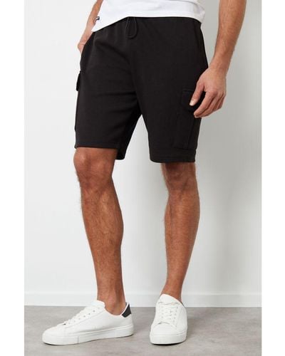 Threadbare 'Wolf' Cargo Pocket Sweat Shorts - Black