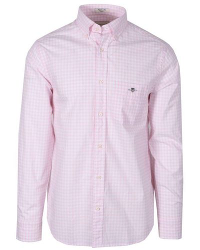 GANT Reg Poplin Gingham Shirt Light - Purple