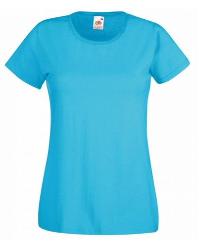 Fruit Of The Loom Ladies/ Lady-Fit Valueweight Short Sleeve T-Shirt (Pack Of 5) (Azure) Cotton - Blue