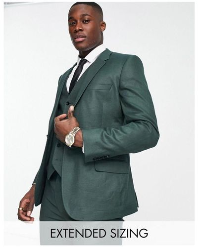 ASOS Skinny Linen Mix Suit Jacket - Green
