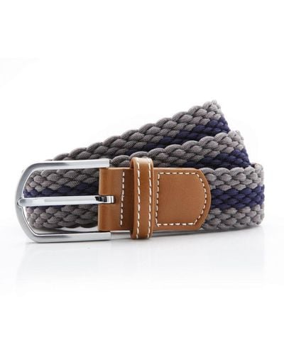 Asquith & Fox Two Colour Stripe Braid Stretch Belt (Slate/) - Blue