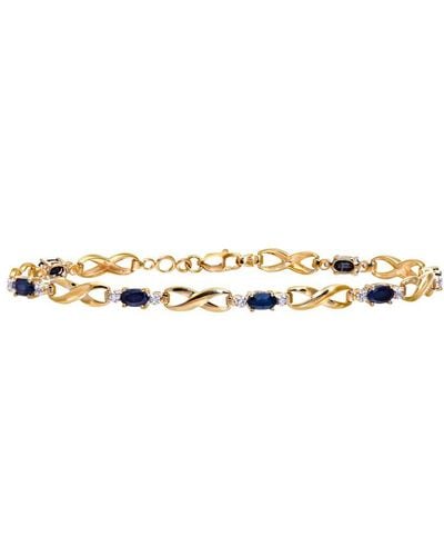 DIAMANT L'ÉTERNEL 9ct Yellow Gold Sapphire And Diamond Kiss Bracelet Of 18.4cm - Metallic