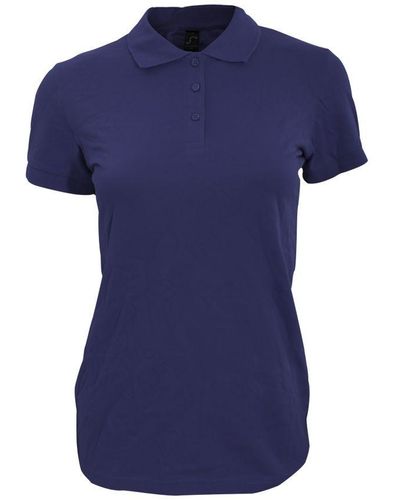 Sol's Ladies Perfect Pique Short Sleeve Polo Shirt (French) - Blue