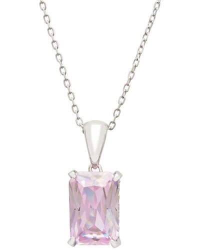 LÁTELITA London Alexandra Rectangle Gemstone Necklace Silver Morganite Sterling Silver - Pink