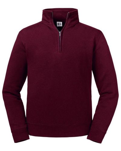 Russell Authentic Zip Neck Sweatshirt () - Purple