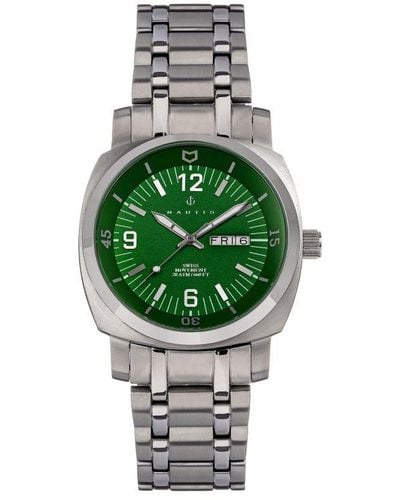 Nautis Stealth Bracelet Watch W/Day/Date - Green