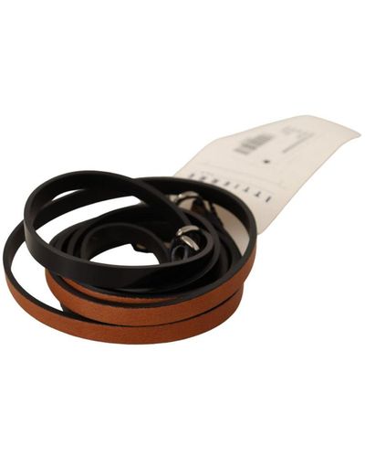 CoSTUME NATIONAL Brown Leather Silver Tone Buckle Belt - Black