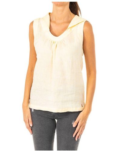 La Martina Jwu004 Sleeveless Round Neck T-shirt Linen - White