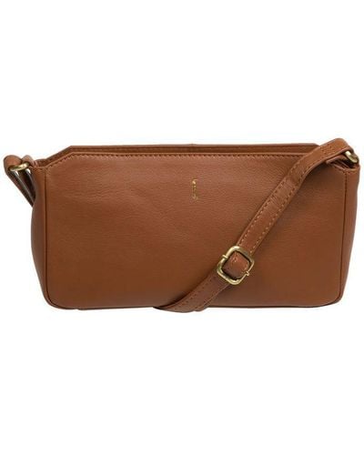 Cultured London 'Christina' Leather Cross Body Bag - Brown