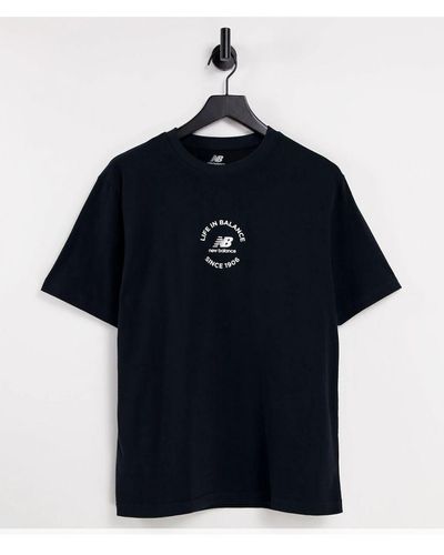 New Balance Life In T-shirt In Black Cotton - Blue