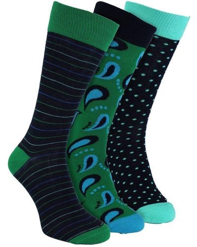 Happy Socks Hs By - 3 Pack Fun Novelty Dress - Stripe - Green