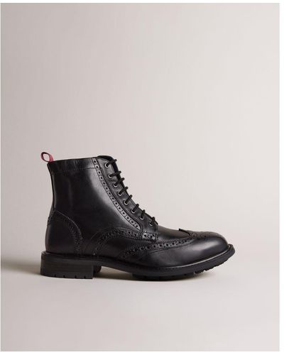 Ted Baker Wadelan Lace Up Leather Boot - Black