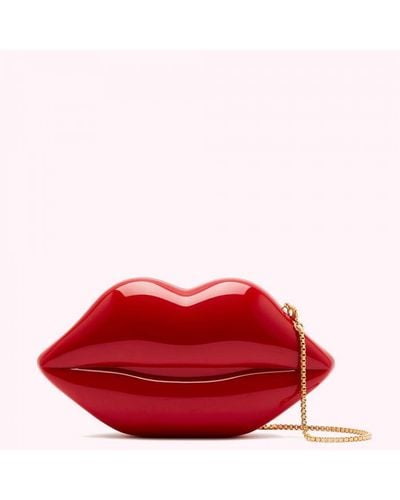 Lulu Guinness Classic Red Medium Lips Clutch Bag