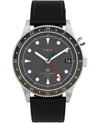 Timex Waterbury Watch Tw2V28700 Leather (Archived) - Black