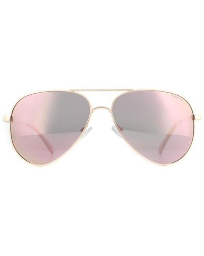 Polaroid Aviator Copper Rose Mirror Polarized Sunglasses - Pink