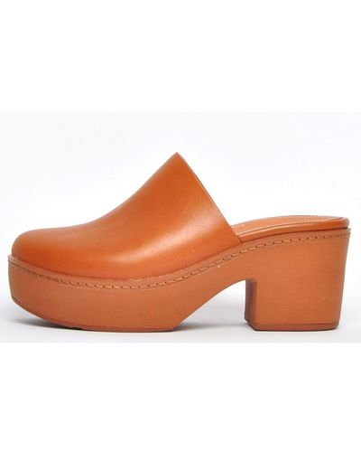 Fitflop 's Fit Flop Pilar Leather Mule Platform Shoes In Tan - Bruin