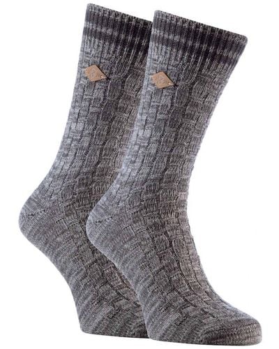 Farah 2 Pack Thick Cotton Chunky Knitted Formal Boot Socks - Grey