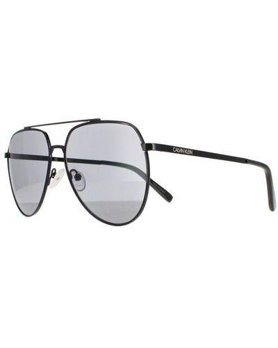 Calvin Klein Aviator Shiny Solid Smoke Ck20124S Metal (Archived) - Brown