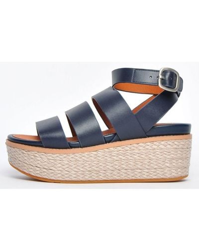 Fitflop 's Fit Flop Eloise Back-strap Espadrille Wedges In Navy - Blauw