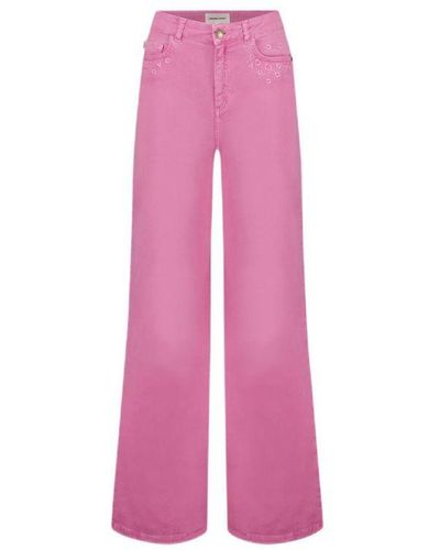 FABIENNE CHAPOT High Waist Flared Jeans Met Borduursels Roze
