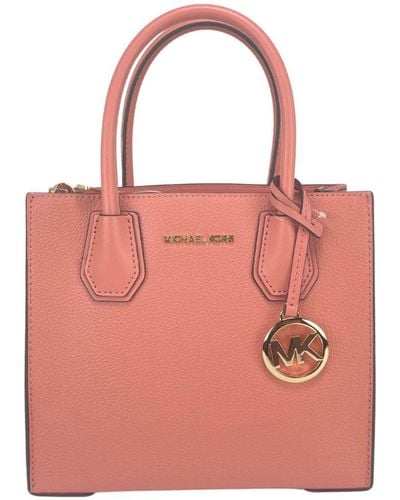 Michael Kors Mercer Medium Sherbet Pebble Leather Messenger Crossbody Bag Purse - Pink