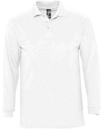 Sol's Winter Ii Long Sleeve Pique Cotton Polo Shirt - White