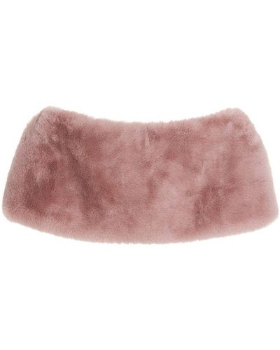 Quiz Mauve Bow Faux Fur Shrug - Pink