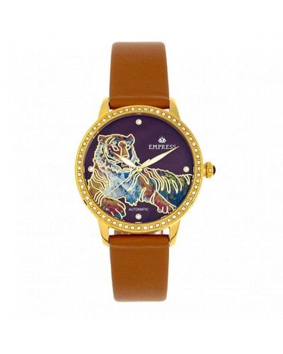 Empress Keizerin Diana Automatisch Gegraveerd Mop Horloge Met Leren Band - Blauw