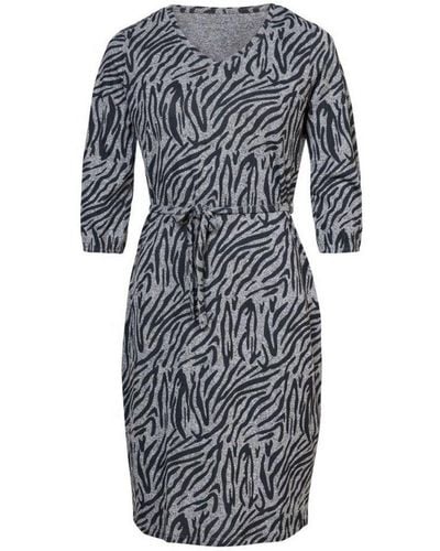 Miss Etam Jurk Donna Met Zebraprint En Ceintuur Grijs/zwart