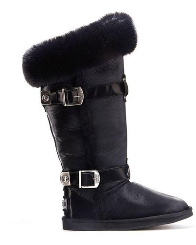 Australia Luxe Tsar Tall Satin Boots Sheepskin - Black