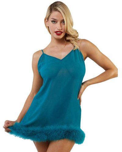 Playful Promises Bp084t Bettie Page Babydoll Nightdress - Blue