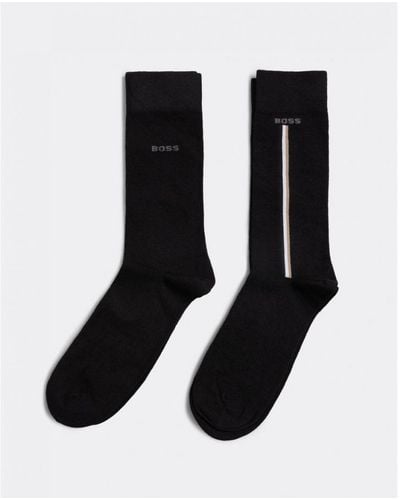 BOSS Boss 2-Pack Regular Length Organic Cotton Blend Socks - Black