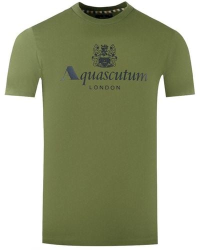 Aquascutum London Aldis Brand Logo Army T-Shirt - Green