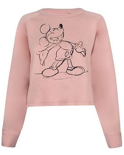 Disney Giggles Mickey Mouse Cropped Sweatshirt (stoffig Roze/zwart)