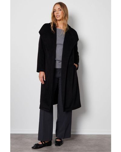 Threadbare Black 'pippa' Shawl Collar Maxi Coat