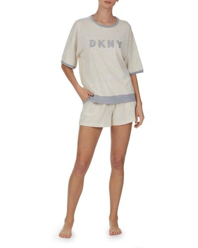 DKNY Shorts Pj Set Cotton - Natural