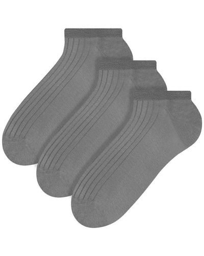Steve Madden 3 Pairs Multipack 100% Cotton Ankle Socks With Reinforced Heel & Toe - Grey