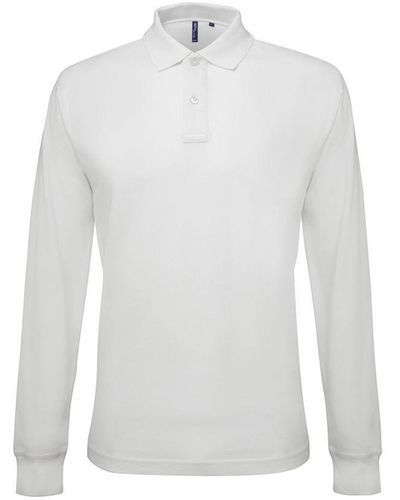 Asquith & Fox Classic Fit Long Sleeved Polo Shirt () - White