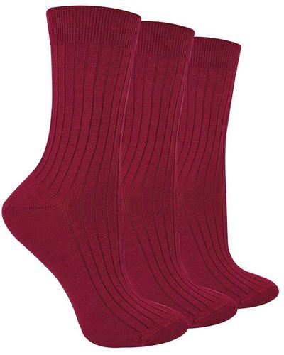 Steve Madden 3 Pairs Ladies Original Merino Wool Socks - Red