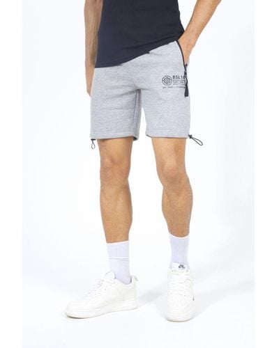 Brave Soul Light 'Ghetts' Drawcord Zip Pocket Fleece Shorts - Blue