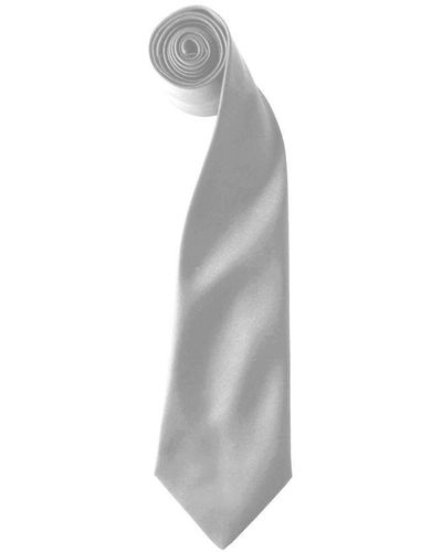 PREMIER Kleuren Satin Clip Tie (pakket Van 2) (zilvergrijs) - Wit